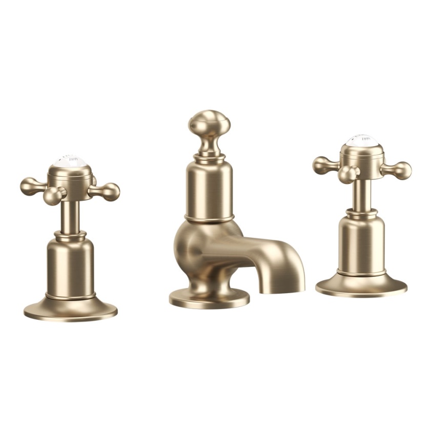 Cutout image of Crosswater Belgravia Brushed Brass Deck-Mounted Basin Mixer Set